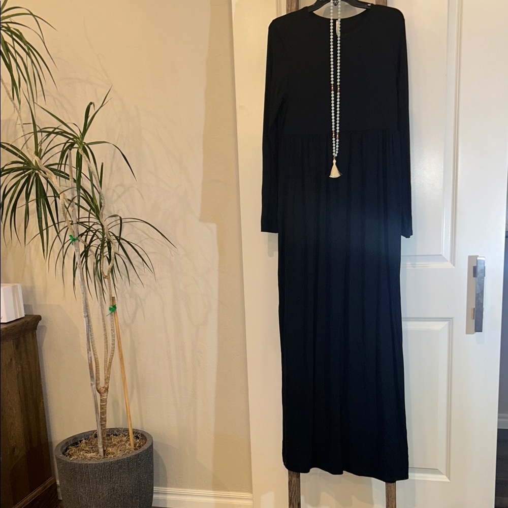 Beeson River Classic Black Babydoll Long Sleeve Dress XL